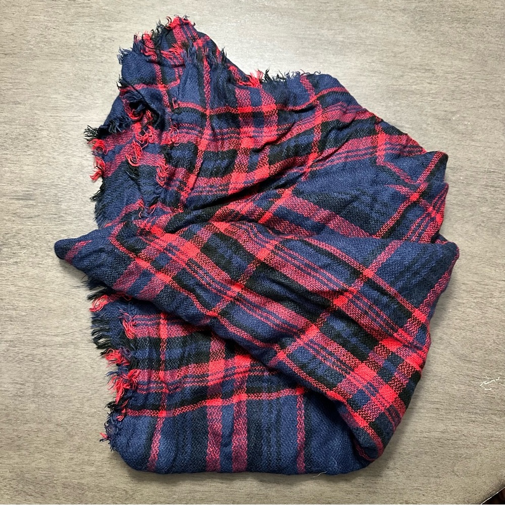 Plaid Red and Blue blanket Scarf
